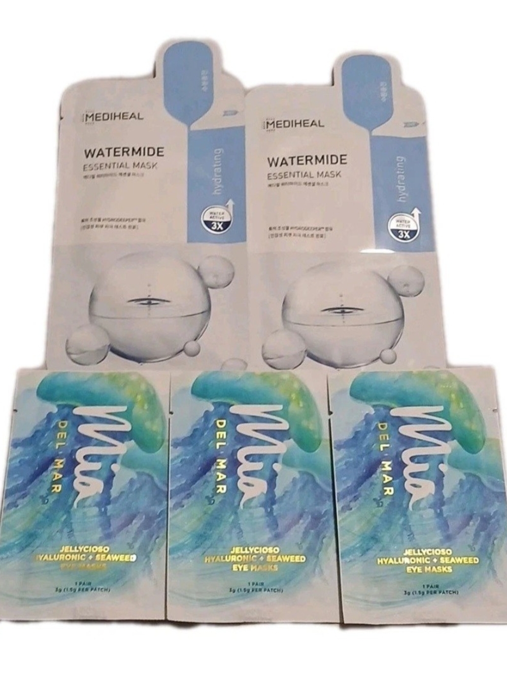 Lot of 5 Korean Skincare Mediheal Watermide Face Sheet Mia Del Mar Eye Masks New